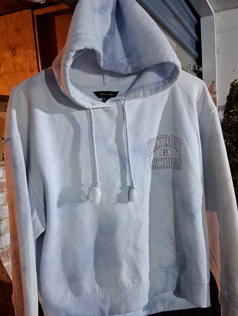 New Look Womans S Pale Blue Detroit Michigan Crewneck Hoodie